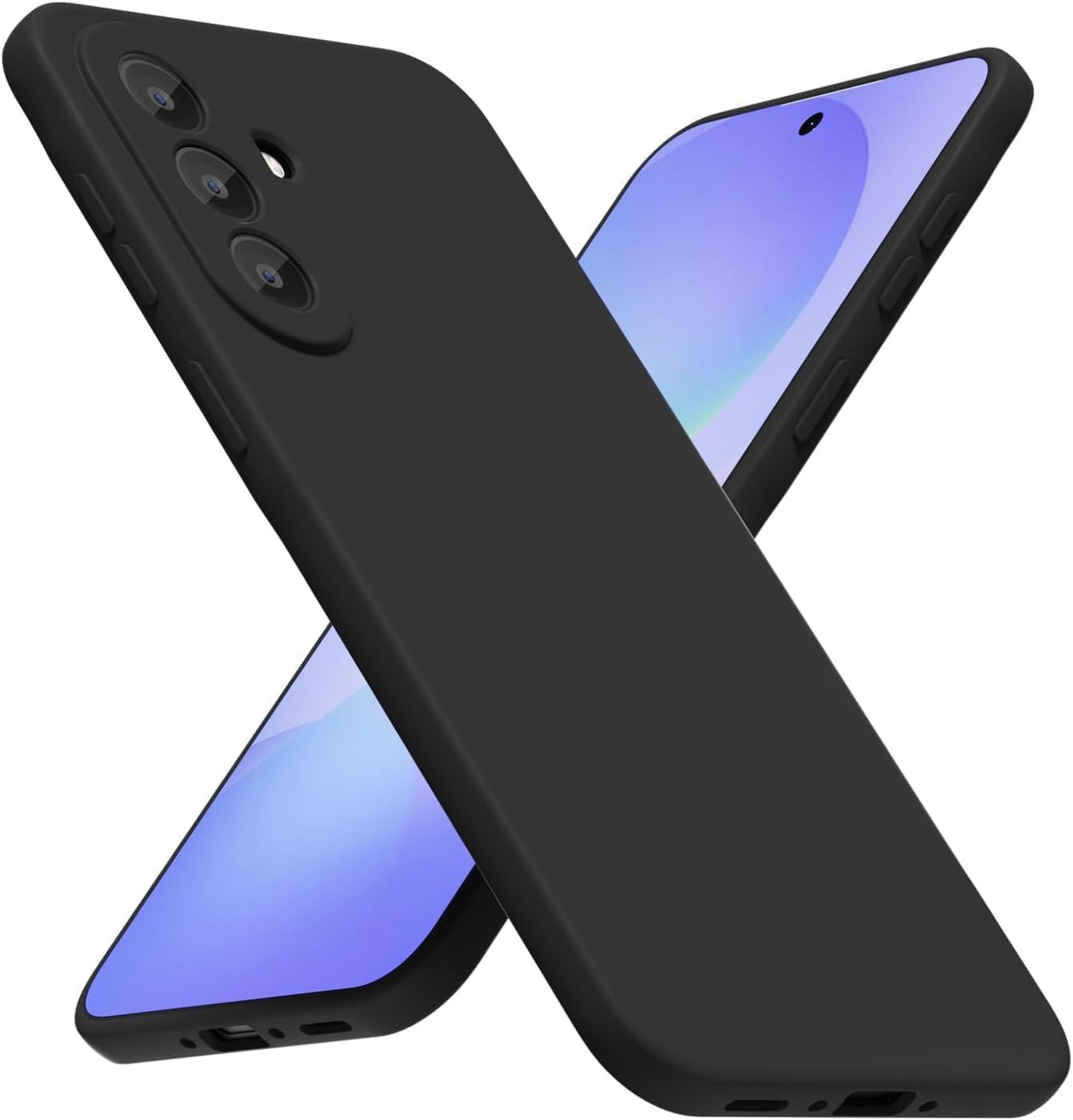 [Liquid-Silicone] Samsung Galaxy A37 için Kılıf 360° Koruma Sağlayan Kamera Yükseltili İçi Süet Dokulu A37 Koruyucu Darbelere Dayanıklı TPU Yumuşak Dokulu Samsung A37 Kılıfı (Siyah)