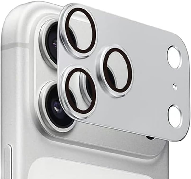 Kamera Lens Koruyucu için iPhone 17 Pro Max 6.9 Inç, Tam Kapsamlı 9H Temperli Cam Halkalı Kapak, Mat Metal Plaka, Kılıf Dostu, 1 Paket (Gümüş, iPhone 17 Pro Max)