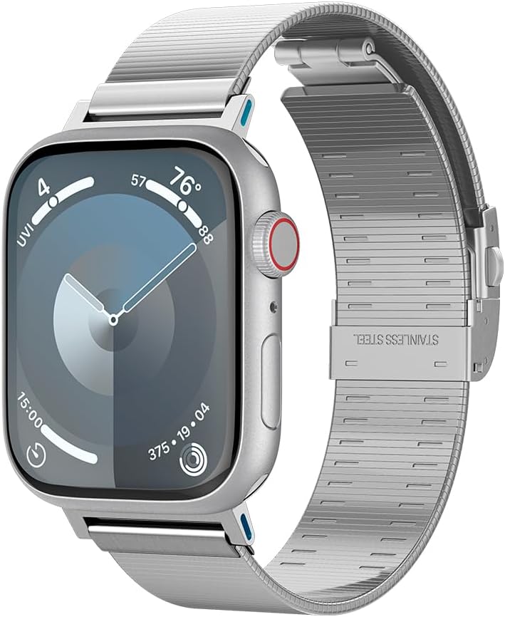 Apple Watch 42/41/40mm Seri 11/10 / 9/8/7 / SE2/SE/6/5/4 ile Uyumlu Kordon Kayış Band Sleek Link Silver - AMP07225