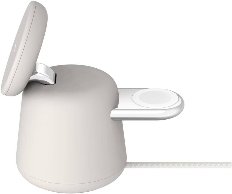 BoostCharge Pro 2'si 1 Arada Kablosuz Şarj Cihazı, Qi2 15W - iPhone 17, 16, 15, 14, 13 Serisi, Apple Watch, AirPods ve Diğer Qi2 Özellikli Cihazlar için MagSafe Uyumlu Şarj Cihazı, Kum Rengi