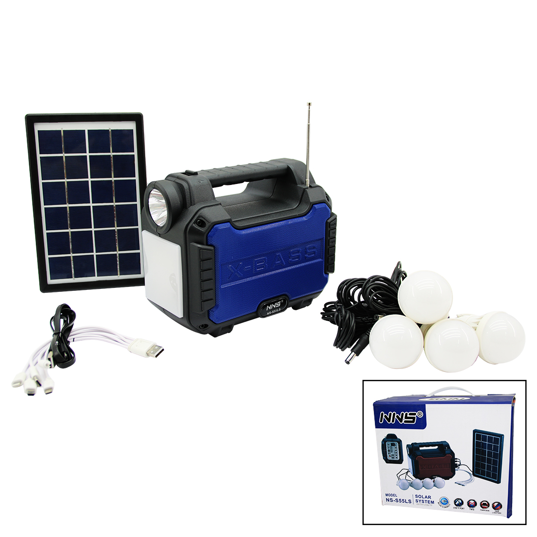 3IN1 - Solar 2İN1 Sabit El Feneri - Radyo - MP3 Bluetooth - Usb/ Tf Port - 4 Parça Ampul Kablolu - Powerbank