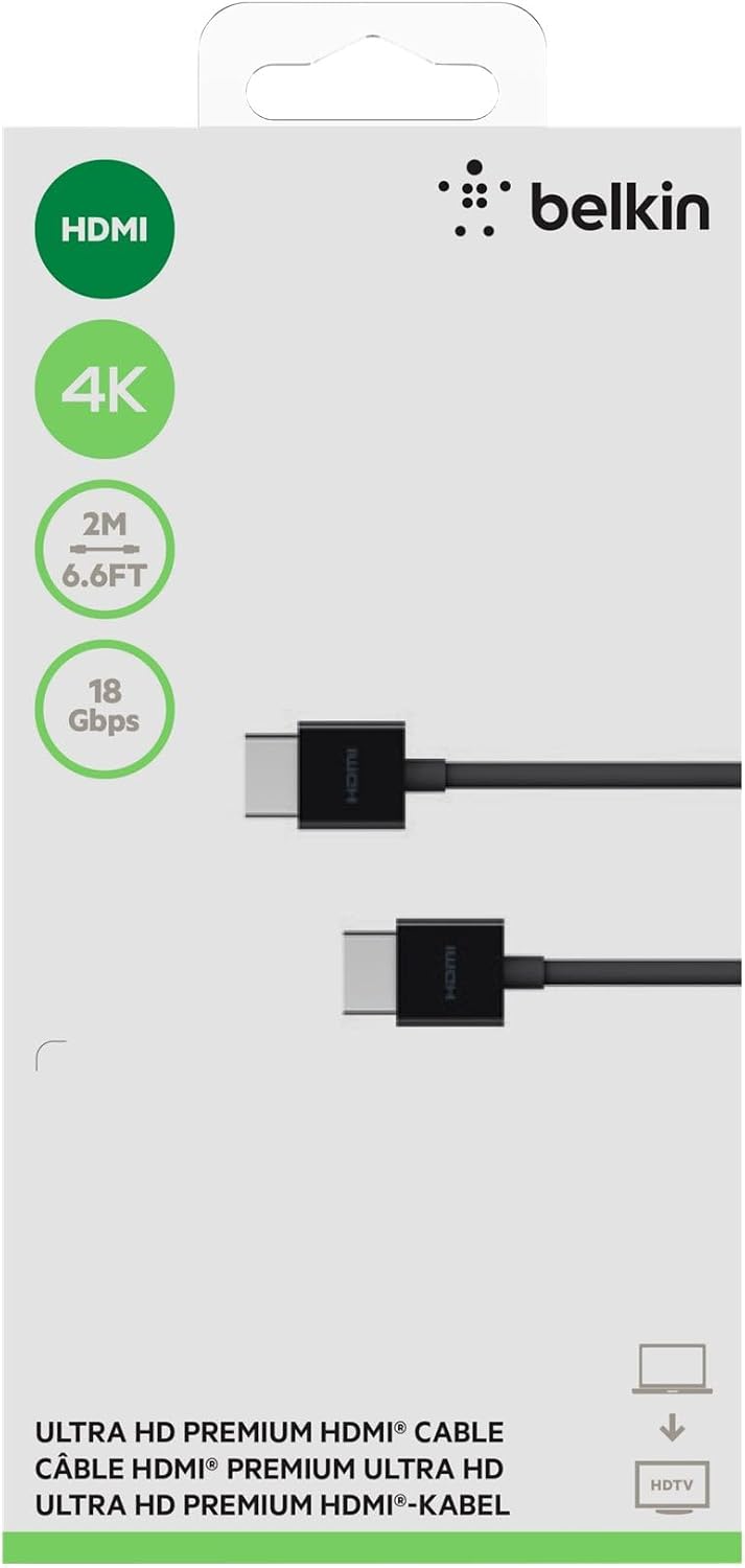 AV10168bt2M-BLK HDMI Kablosu, Amazon fire-TV ve diğer HDMI özellikli cihazlar için (4 K uyumlu), 2,4 m – siyah 6.6 Feet Siyah