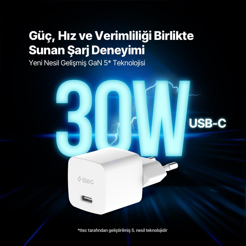 SmartCharger GAN 30W PD USB-C Seyahat Hızlı Şarj Aleti 2SCG30B