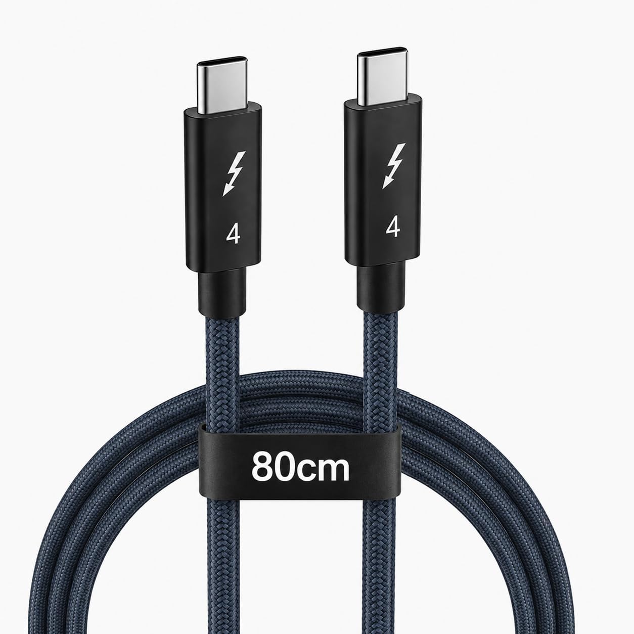 Thunderbolt Type-C to Type-C Kablo 80 cm, Örgülü USB-C Veri ve Şarj Kablosu, Dizüstü Bilgisayar Tablet Telefon Monitör Dock İstasyonu ile Uyumlu Dayanıklı Kablo | ZR949