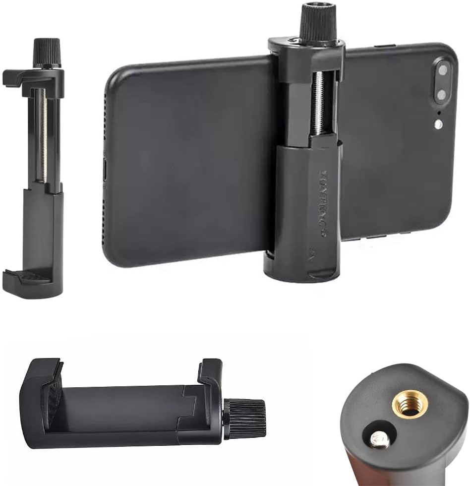Dikey Ve Yatay Açılabilir Profesyonel Fotoğraf ve Video Çekim Aparatı Kolay Taşınabilir Ergonomik (Min 5cm Max 10cm) Telefon Tutucu Tripod Başlık Aparatı (Siyah)