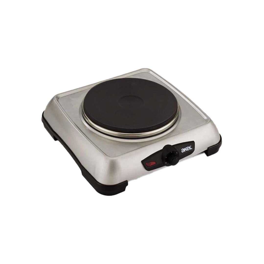 Gümüş Tek Gözlü Mini Elektrikli Ocak 1500W Ayarlanabilir Termostat Isıtıcı Yüzey = 18CM AP-516