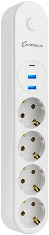 2 Usb+Type-C Akım Çocuk Korumalı 4lü Priz 2mt Beyaz