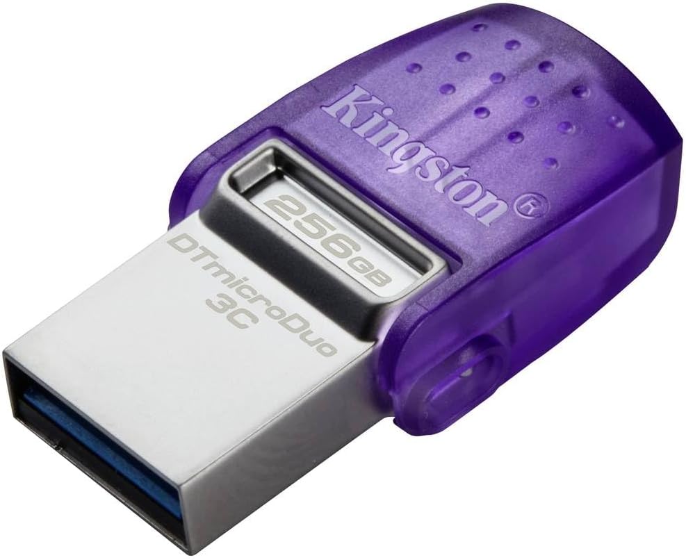 DataTraveler microDuo 3C USB Bellek 256GB USB Gen 3 Type-C ve Type-A - DTDUO3CG3/256GB, Mor + Gümüş