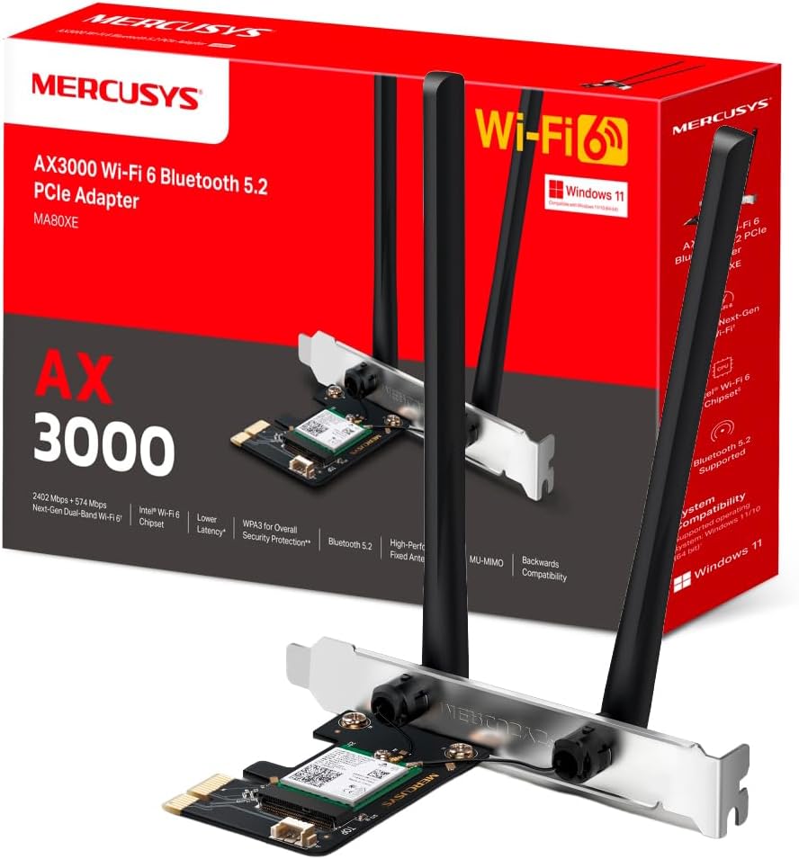 MA80XE, AX3000 Wi-Fi 6 Bluetooth 5.3 PCIe Adaptör
