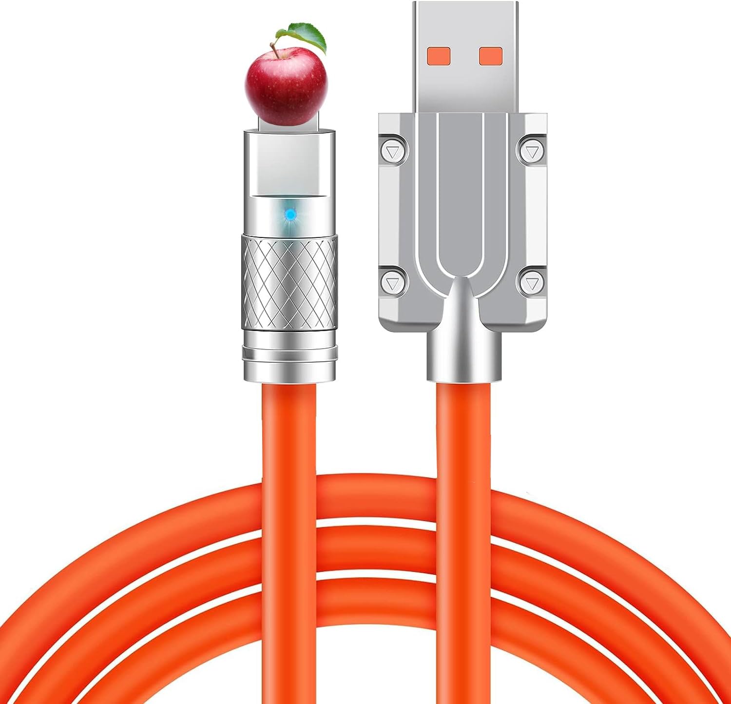 Tombul Şarj Kablosu, USB Kablosu, Yıldırım Konnektörlü Hızlı Şarj Kablosu, Dolaşmaz, Turuncu, i-Phone 14 13 12 11 Pro ve Daha Fazlası (3,3 ft) ile uyumlu