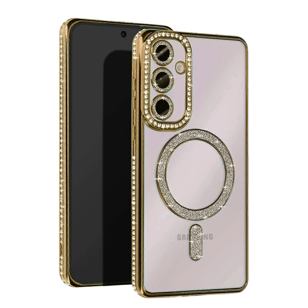 Samsung Galaxy A35 5G Joke Simli Magneticsafe Kılıf - Gold