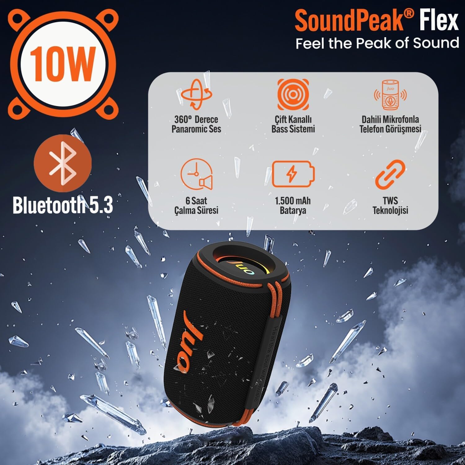 SoundPeak Flex 10W RGB Bluetooth Hoparlör Kablosuz Taşınabilir Speaker