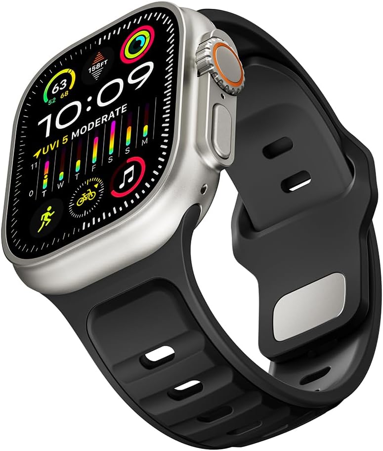 Apple Watch Ultra 49mm Uyumlu Silikon Kordon - Esnek ve Dayanıklı Akıllı Saat Kayışı | Ayarlanabilir, Konforlu ve Şık Tasarım