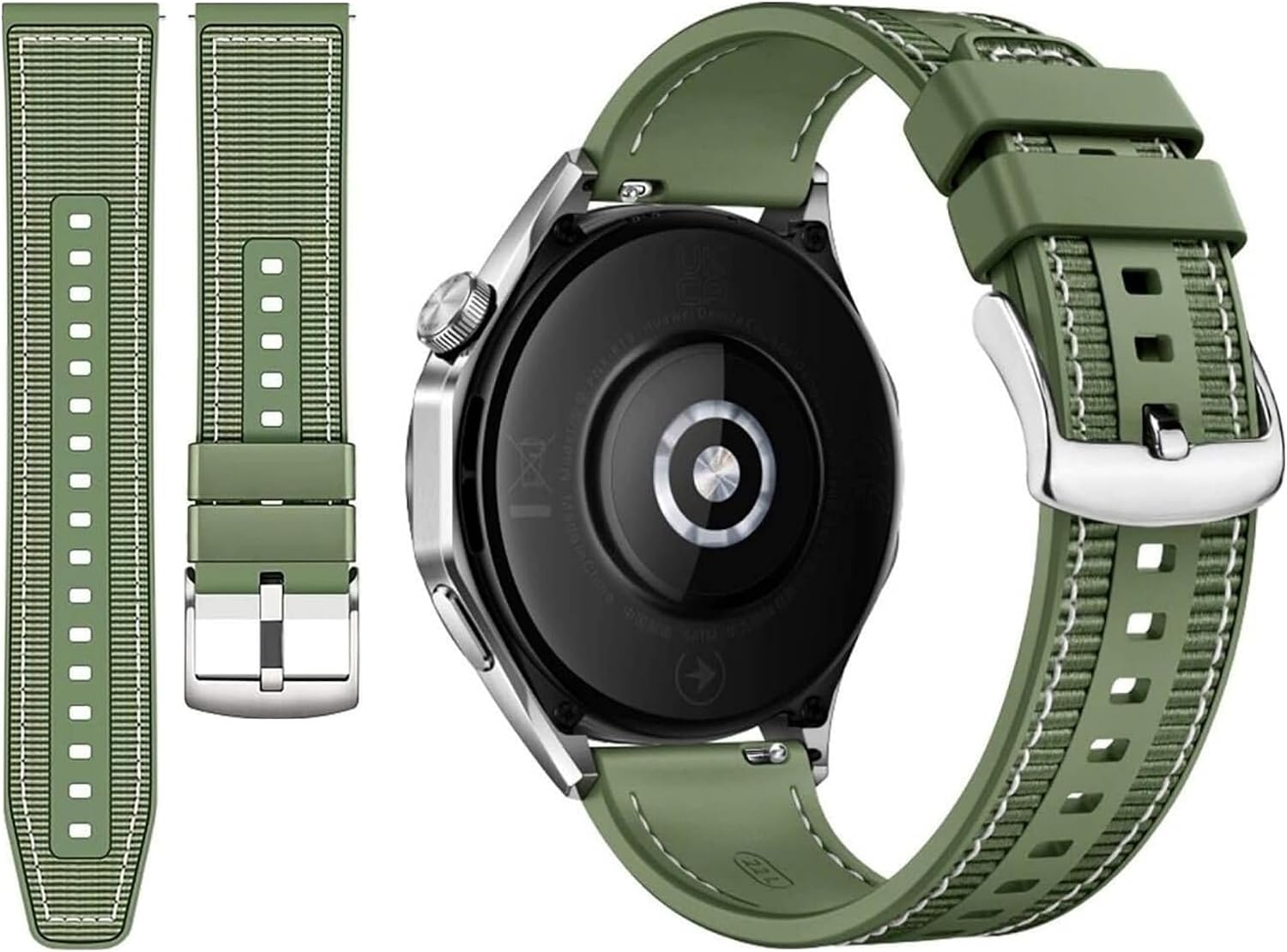 Samsung Galaxy Watch Uyumlu 20mm Dikişli Hybrid Silikon Kumaş Kordon – Galaxy Watch 7/6/5/4/FE Serisi (40mm / 44mm) & Watch 6/4 Classic & Watch 5 Pro (45mm)
