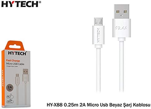 HY-X88 0.25m 2A Micro Usb Şarj Kablosu, Beyaz