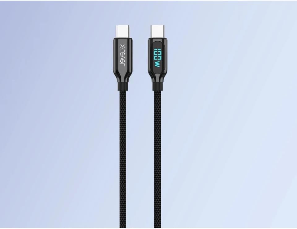 X-PowerDigi 5A 100W 120 Cm Type-C To Type-C Dijital Ekranlı Hızlı Şarj/Data Kablosu