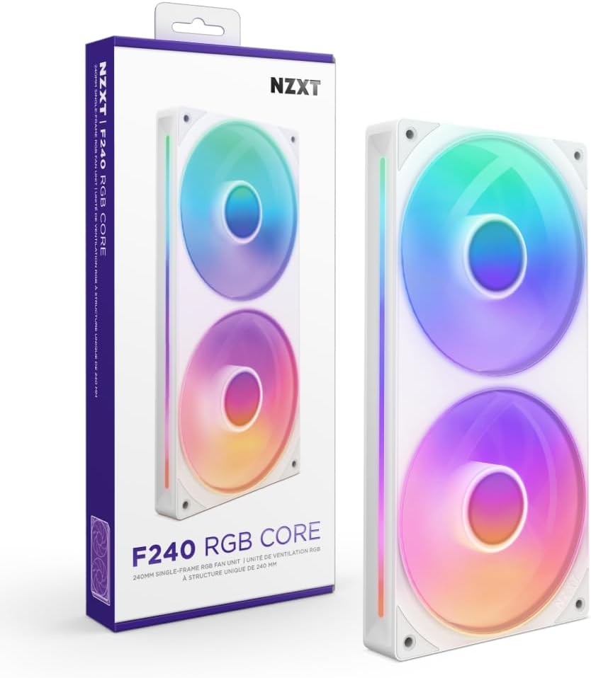 F240 RGB Core Tek Çerçeve Fan Ünitesi, 240mm, 2x 120mm RGB Fan Dahil, Hız ve Aydınlatma Kontrolü, Yüksek Statik Basınç ve Hava Akışı, 8 aRGB LED, Beyaz