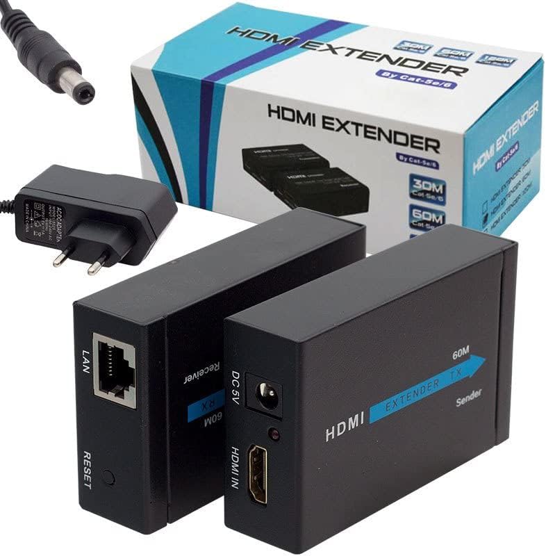 Hdmi Görüntü Aktarma, HDMI TO CAT5/CAT6, 60 Metre, Adaptörlü, Extender