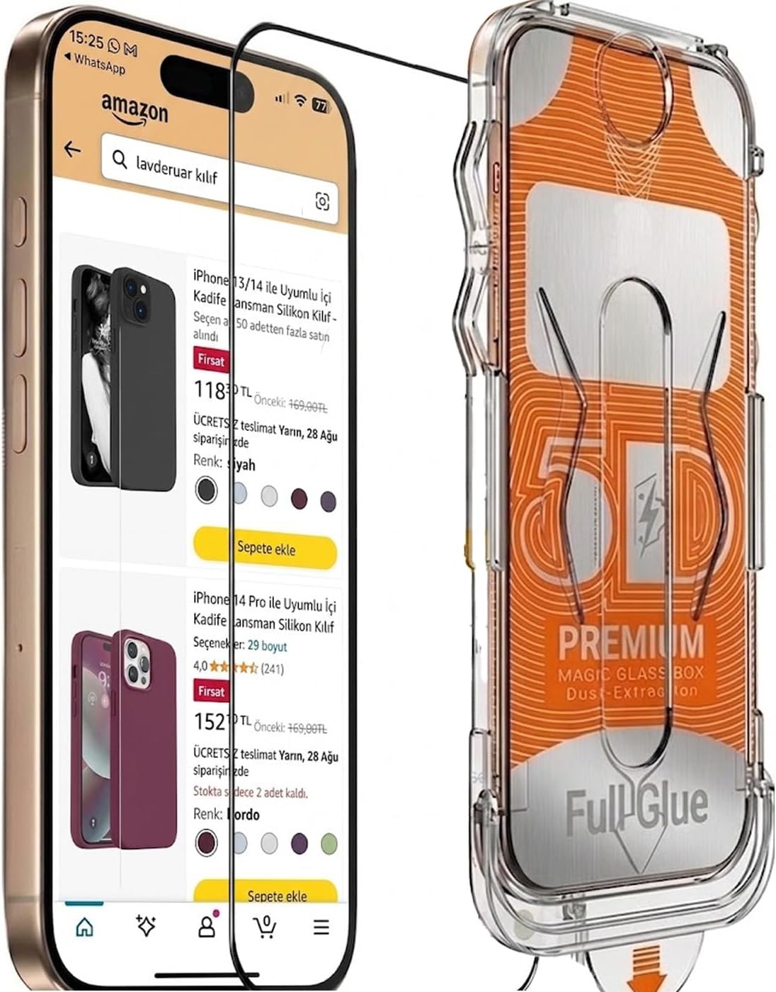 iPhone 15 İle Uyumlu Ekran Koruyucu Hizalama Aparatlı Toz Bırakmayan Temperli Kırılmaz Cam Koruma MagicBox