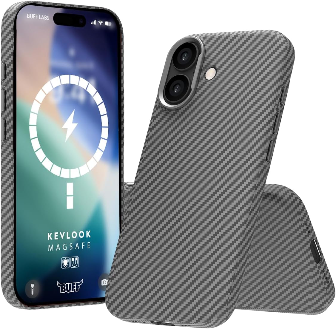 iPhone 17 ile Uyumlu Kablosuz Şarj Uyumlu Destekli Kevlook Kılıf Darbe Önleyici, Tam Koruma (Gri)