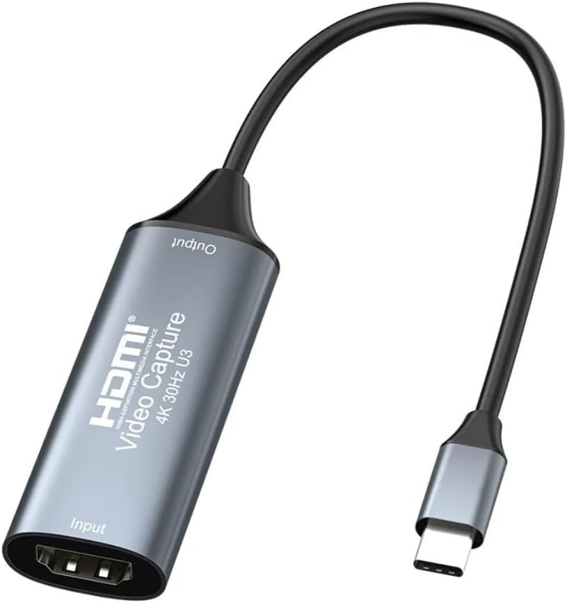 4K USB C 2.0 Type-C Video Capture Görüntü Yakalama Adaptörü Usb 4K 30Hz Akış Öğretim Video Konferans veya Canlı Yayın için Oyun Yakalama Kartı (HDMI aktarma için Kullanılmaz)