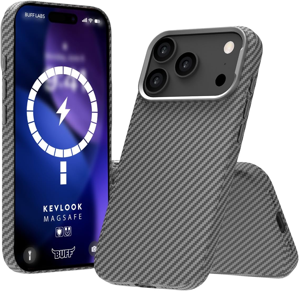 iPhone 17 Pro ile Uyumlu Kablosuz Şarj Uyumlu Destekli Kevlook Kılıf Darbe Önleyici, Tam Koruma (Gri)