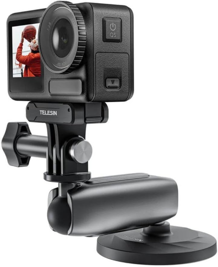 Manyetik Aksiyon Kamera Tutucu 360° Döner Çift Bilyalı Başlık Metal Montaj Aparatı Güçlü Mıknatıslı Araç Dışı Çekim Vlog Video Kayıt Sabitleyici 1/4 Adaptörlü, CMM-001