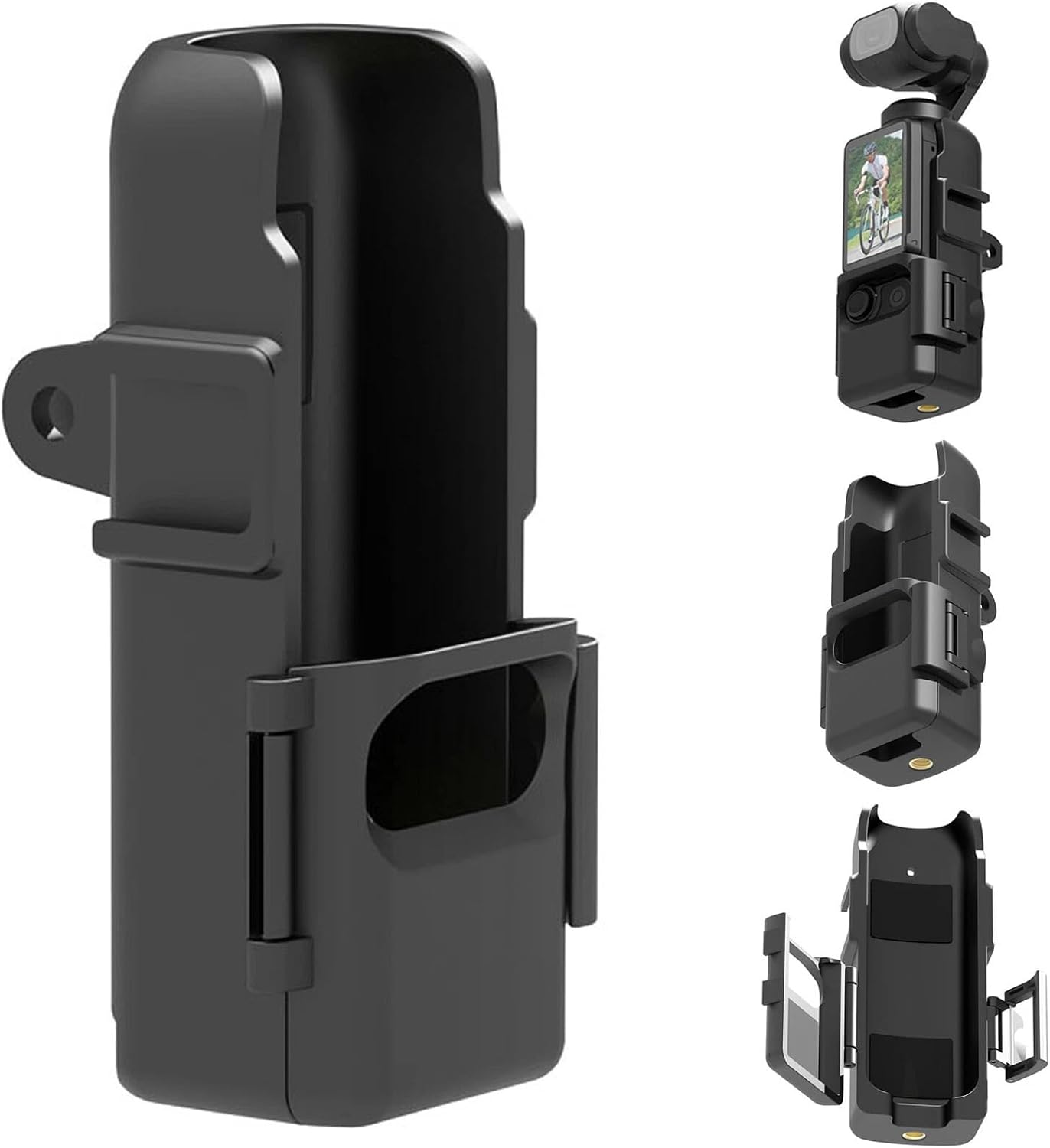 DJI Osmo Pocket 3 ile Uyumlu Koruyucu Çerçeve Frame Cage, 1/4" Vida Yuvalı ABS Kamera Kafesi, Çift Cold Shoe Montajlı Aksesuar Bağlantı Aparatı, Siyah