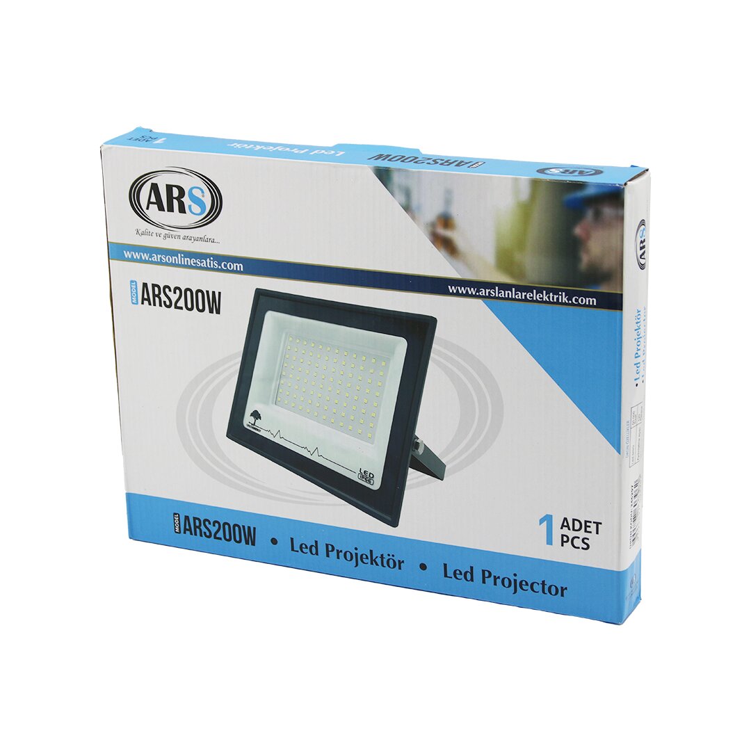 Tekli 200W Led Projektör 29X22CM Aydınlatma Açısı: 120 Derece 50.000 Saat Ömür MODEL-ARS200W