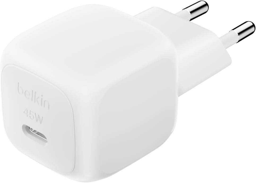 Kompakt Duvar Şarj Cihazı 45 W, Apple iPhone 17, 16 and 15 Serisi, Samsung Galaxy S25, iPad, AirPods ve Daha Fazlası için USB-C Güç İletimli Hızlı Şarj, Beyaz