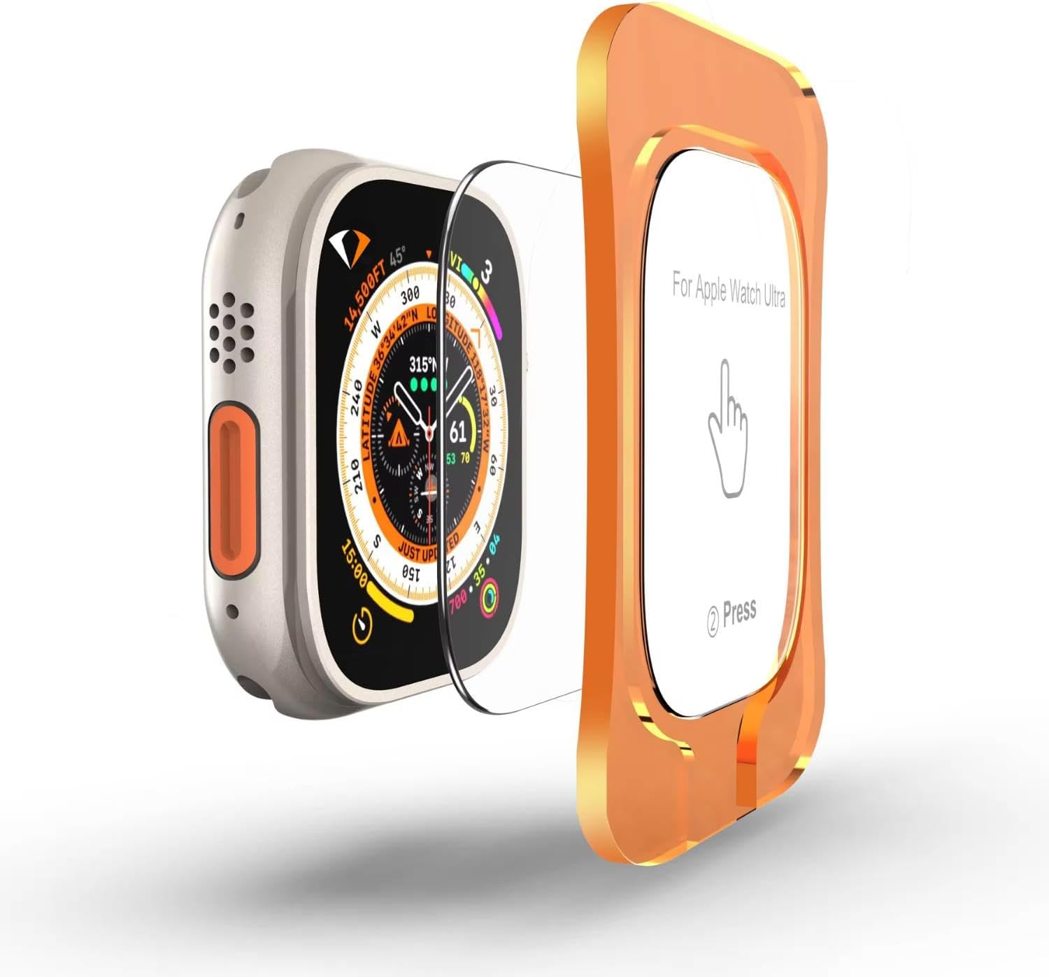 Apple Watch Ultra 2, Ultra 49mm ile Uyumlu, 49mm Ekran Koruyucu, Kolay Hizalama Çerçevesi ile Kurulum, Su Geçirmez, UHD Temperli Cam, Watch Screen Protector, (Otomatik Hizalama Aparatlı)