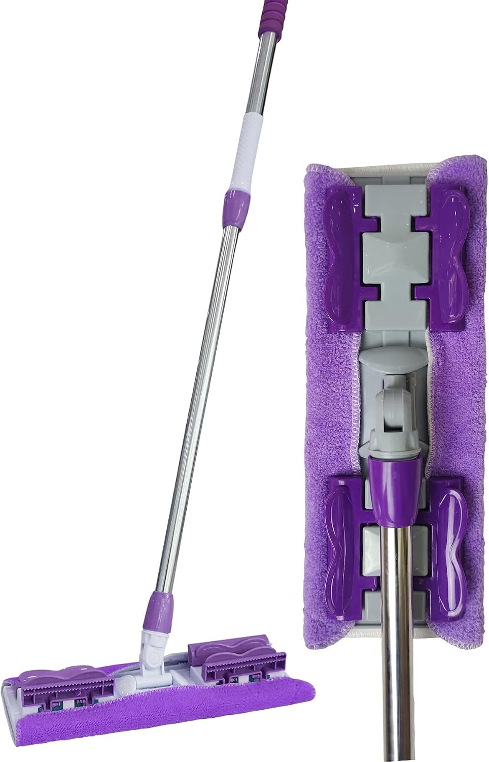 Sihirli Yer Mopu Fayans Duvar Yüzey Temizlik Mikrofiber Mandallı Mop, Teleskopik Saplı İstediğin Bezi Tak Kullan +1 Yedek Bezli