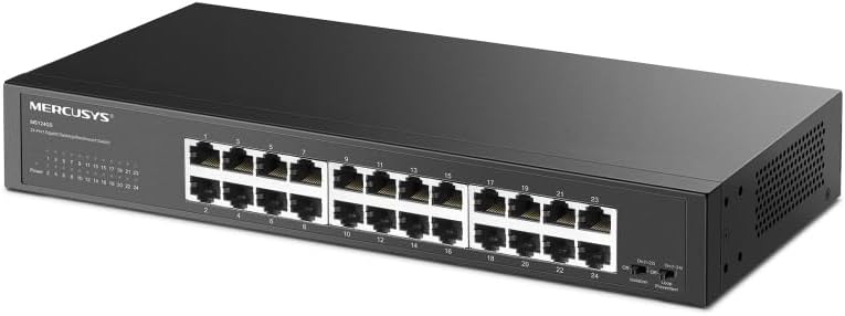 MS124GS | 24 Port Gigabit Ethernet Switch | 10/100/1000 Mbps RJ45 | 48 Gbps | Rackmount | Tak-Çalıştır | İzolasyon Modu & Döngü Önleme | Metal Kasa | Sessiz Çalışma
