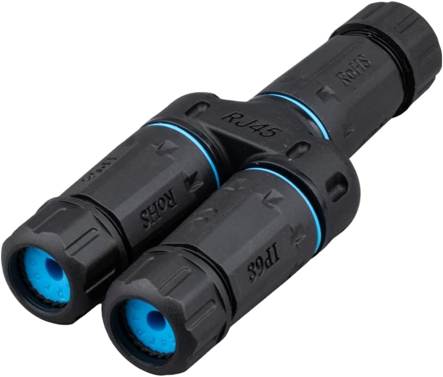 Su geçirmez IP68 Korumalı 1/2 Splitter Dişi + 2XDişi RJ45 Ethernet Konnektör Soketleri CAT6/CAT5E/CAT5 Network Ağ Kabloları