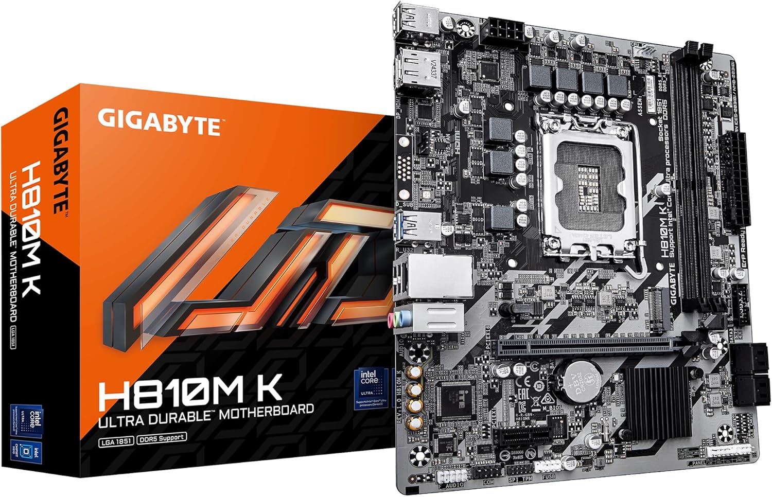 H810M K Anakart – Intel Core Ultra (Seri 2) İşlemciler, 3+1+2 Faz VRM, 6400 MHz'e kadar DDR5, 1 x M.2 PCIe 4.0, 1 GbE LAN, USB 3.2 Gen 1