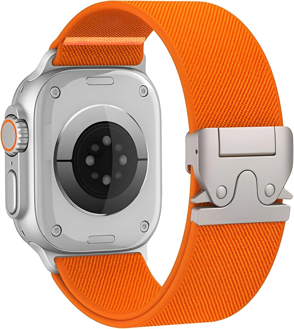 Apple Watch ile Uyumlu Elastik Spor Bileklik 49mm 46mm 45mm 44mm 42mm için Ayarlanabilir Paraşüt Tokalı Naylon Kumaş Kordon Kayış