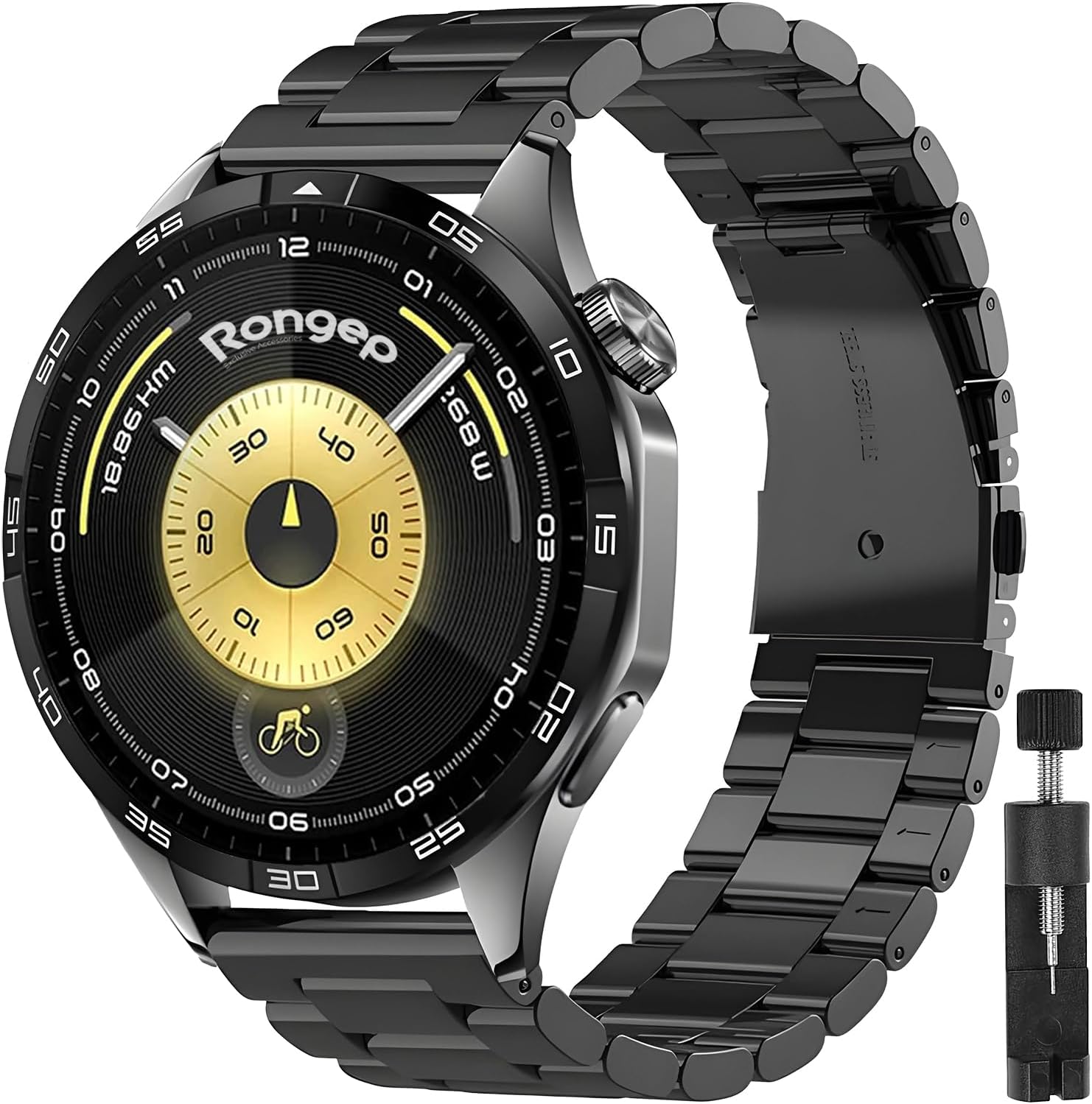 Huawei ile Uyumlu [Kısaltma Aparatlı] 22mm Çelik Kordon GT6/GT6 Pro/GT5/GT5 Pro/GT4/GT3/GT3 Pro/GT2/GT2 Pro 46mm için Baklalı Model GT6 Pro Kordonu Paslanmaz Metal GT6 Kordon