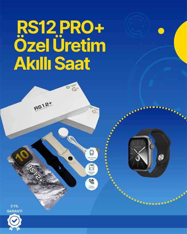 . RS12 PRO+ 2025 Serisi Full Ekranlı Akıllı Saat – 2GB Hafıza, Titanyum Kasa, Suya Dayanıklı, Uzun Şarj Süresi Garantili Model