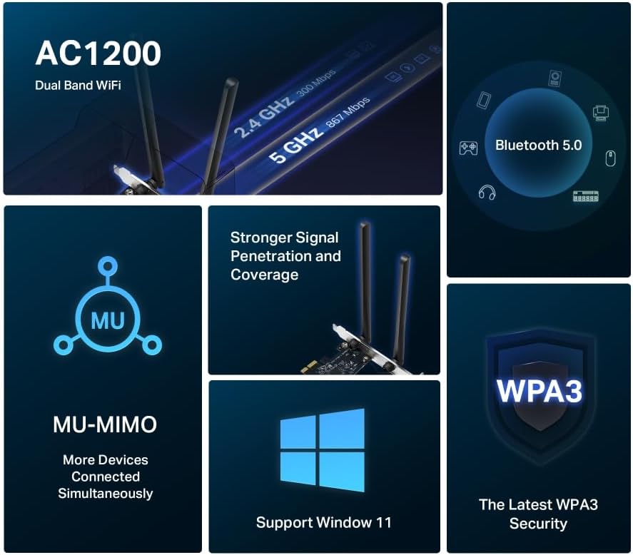 MA30E, AC1200MBPS Ikisi Bir Arada Wi-Fi 5 & Bluetooth 5.0 Pcıe Ağ Kartı
