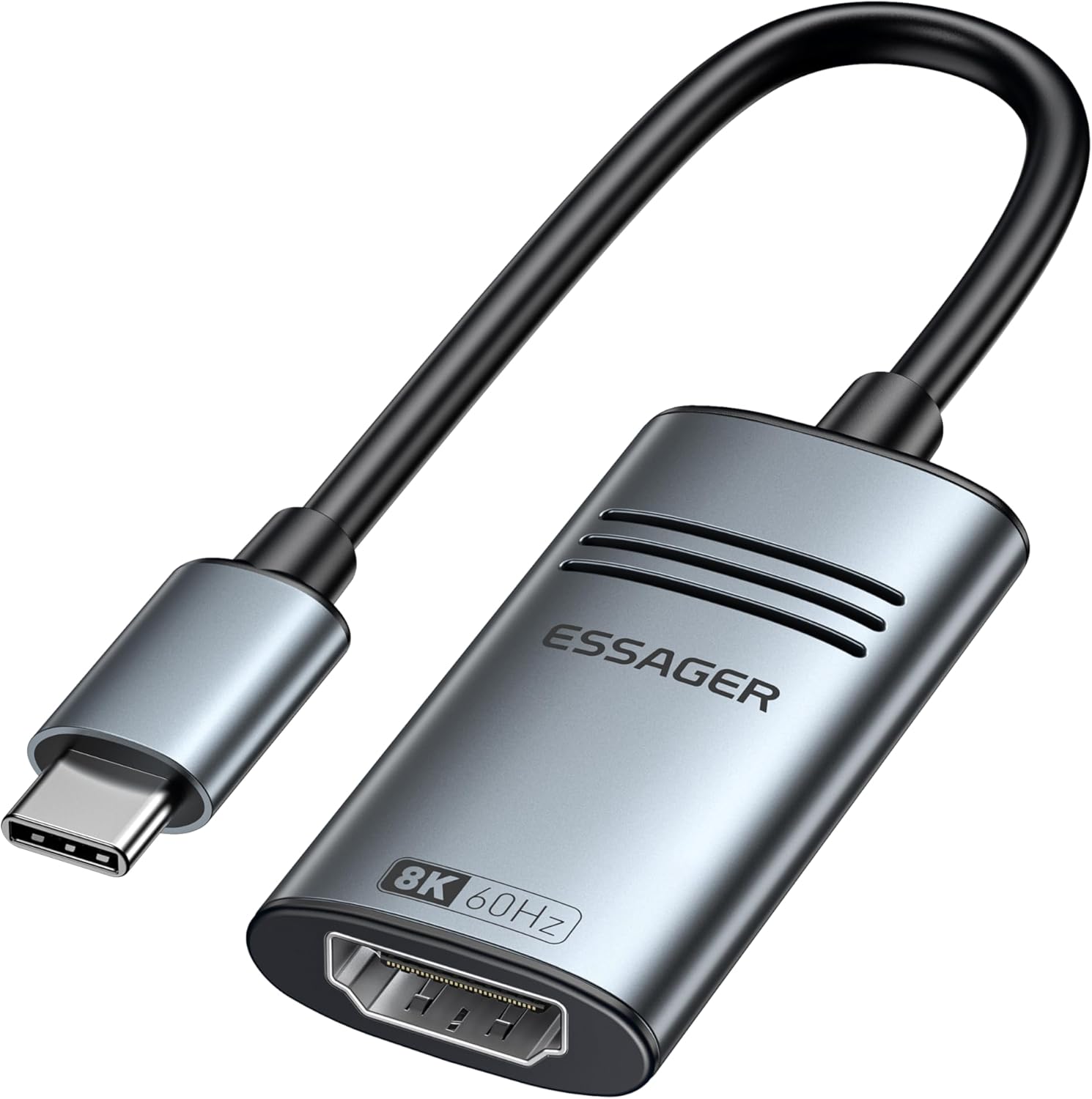 USB C - HDMI 2.1 Adaptör 8K@60Hz 4K@144Hz Alüminyum Tip-C HDMI Kablosu, Thunderbolt 4 3 Destek 48 Gbps/HDCP2.3/HDR Dizüstü Bilgisayar, Tablet için Uyumlu