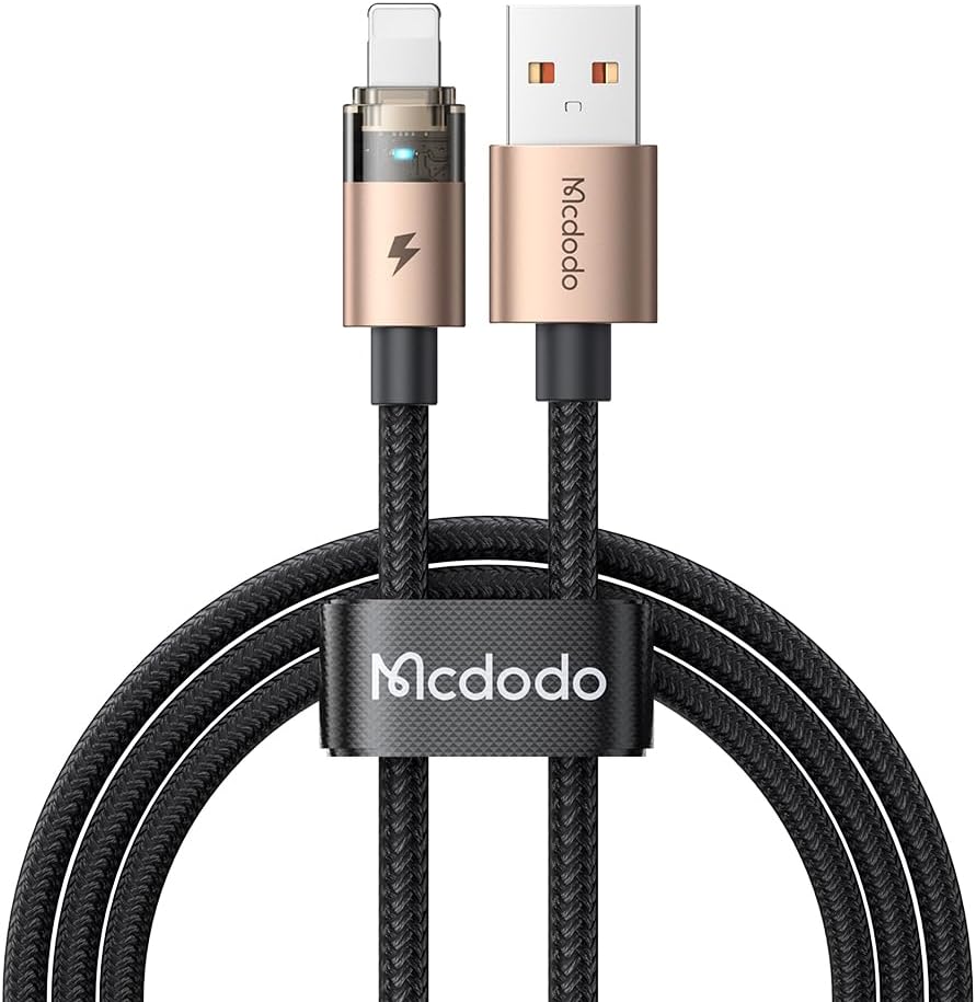 CA-6911 3A Işıklı Usb iPhone Şarj Data Kablosu 1.2m Siyah