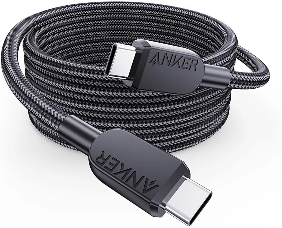 240 W USB-C - USB-C Kablosu, 90 cm Çift Örgülü Naylon Tip-C Şarj Kablosu, Siyah - A81C5