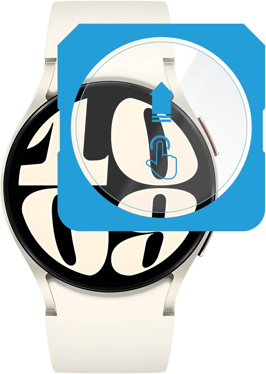 Samsung Galaxy Watch 6 44mm için 2'li Paket (2 Adet) Kolay Kurulum Otomatik Hizalama Aparatlı Şeffaf 9H Sertliğinde Gerçek Temperli Cam Ekran Koruyucu (Galaxy Watch 6 44mm)