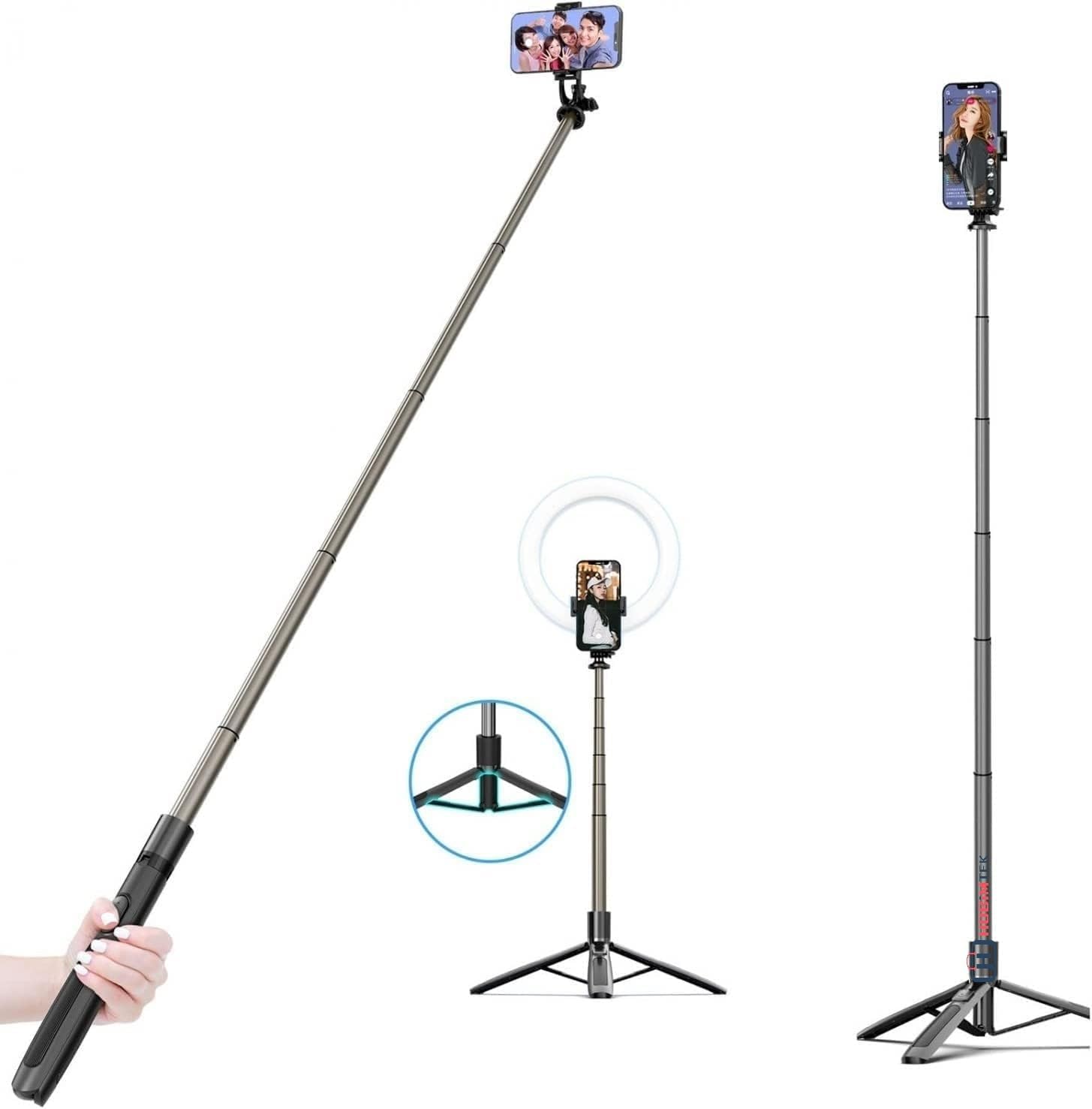 Q6 Katlanabilir Çok Fonksiyonlu Selfie Tripod Vlog Uzaktan Kumandalı 4 in 1 Android Ios
