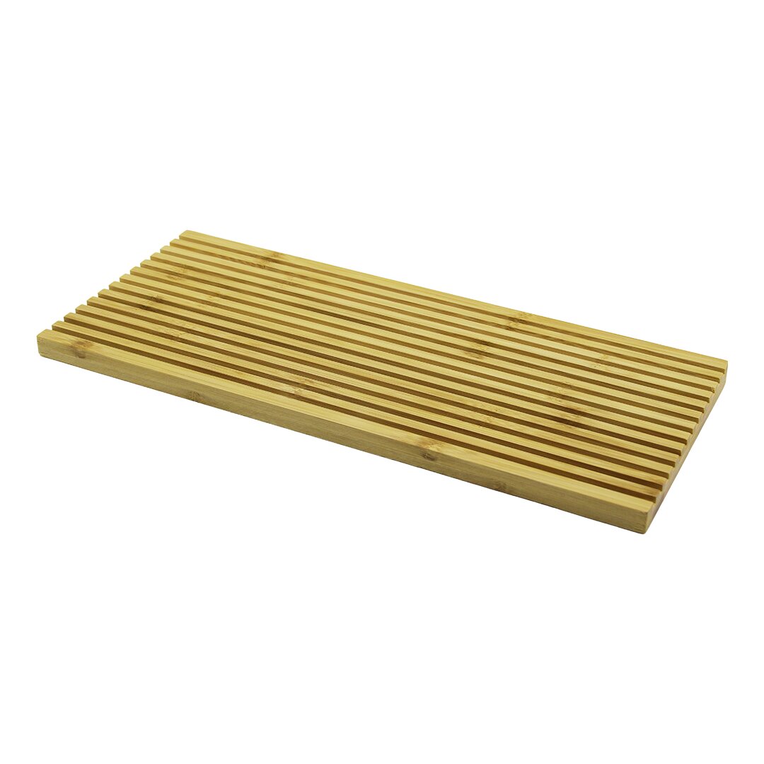Dikdörtgen Çift Taraflı=düz - Dalgalı Oyuk Kanallı Ahşap Bambu Sunum Tepsi 17X39X1.5CM