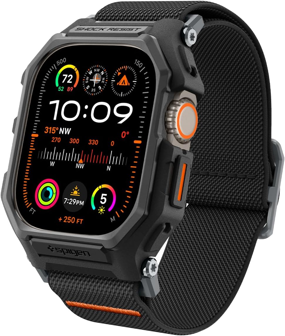 Apple Watch 49mm Ultra 3/2/1 ile Uyumlu Kılıf & Kordon Kayış Lite Fit Pro Matte Black - ACS07104