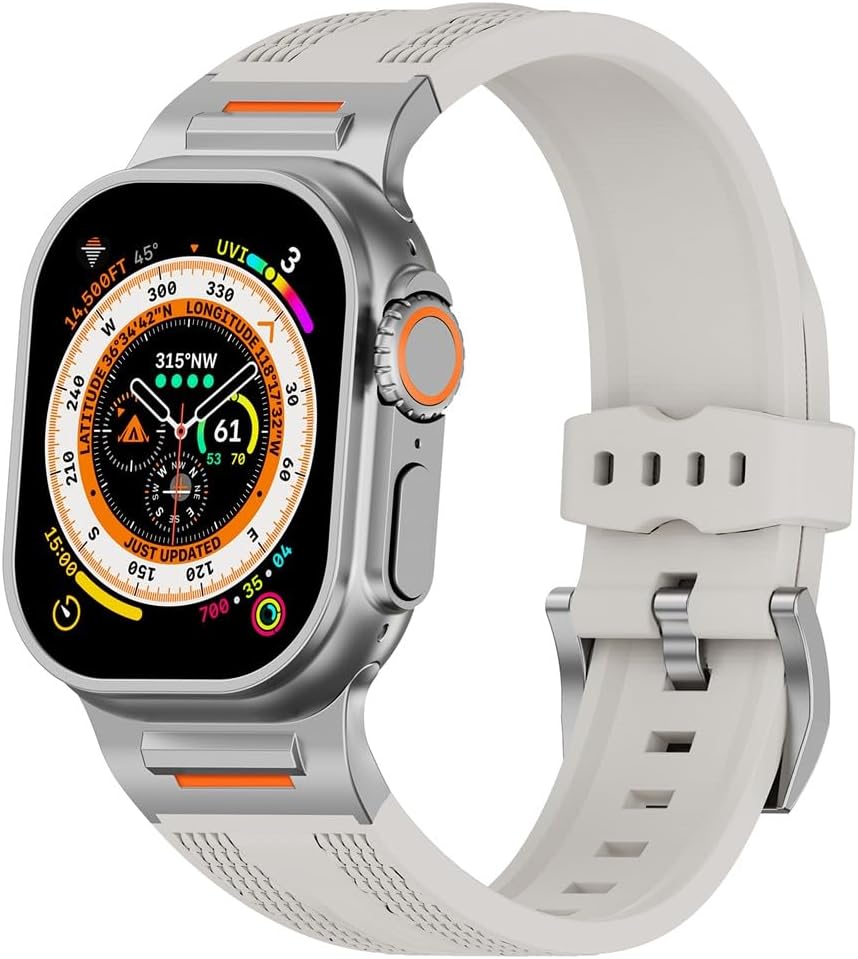 Akıllı Saat Spor Kayışı, Silikon Malzeme, Watch Series 46mm Uyumlu Silikon Krem Kordon