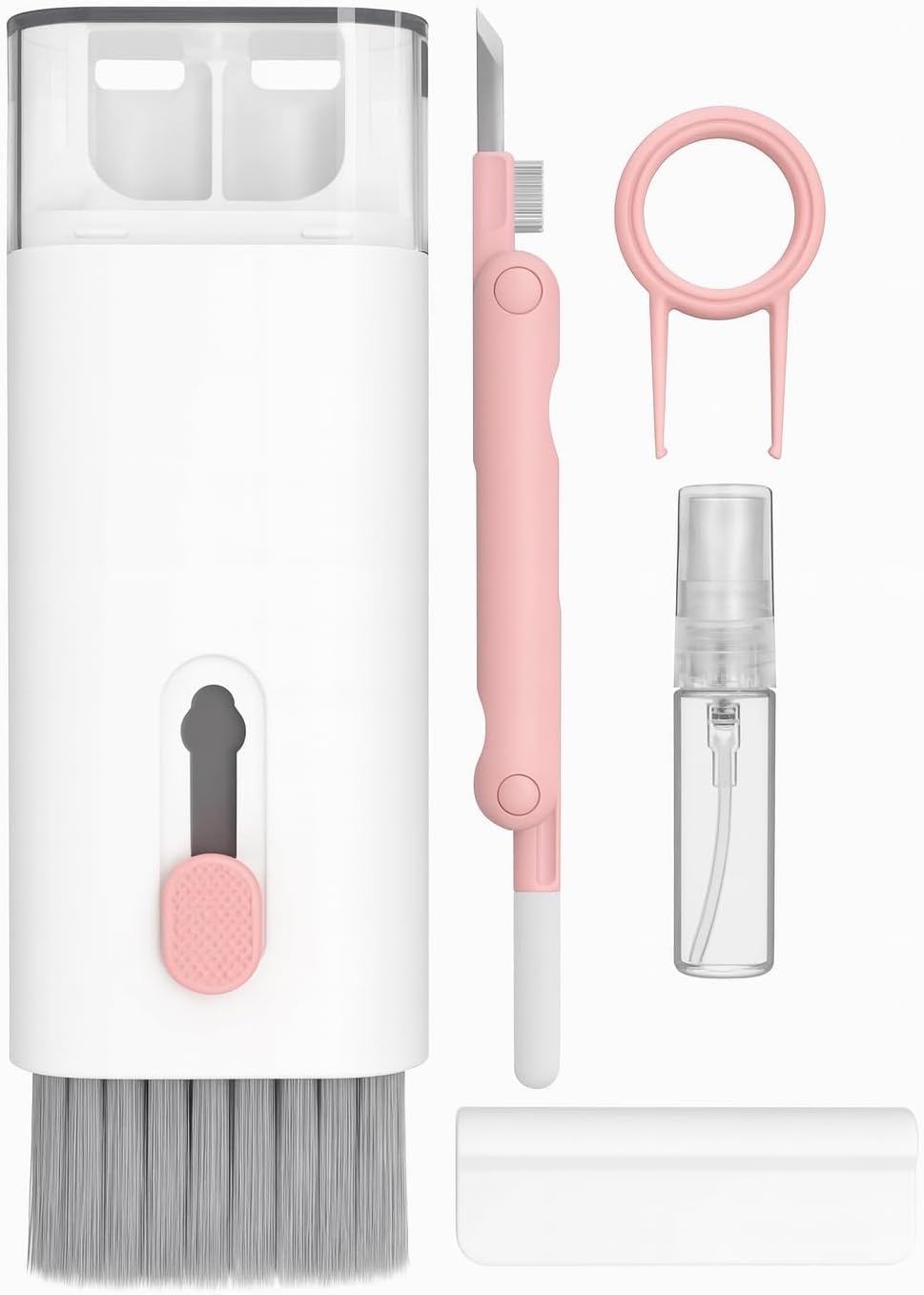 7'si 1 Arada Elektronik Temizleme Kiti, Klavye, Airpods Pro, Kulaklık, Laptop ve Telefon için Fırçalı Temizleyici Set (Pembe)