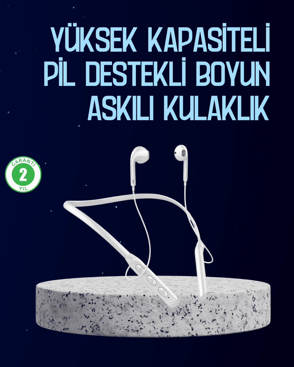 USB Şarjlı Uzun Ömürlü Boyun Askılı Bluetooth Kulaklık