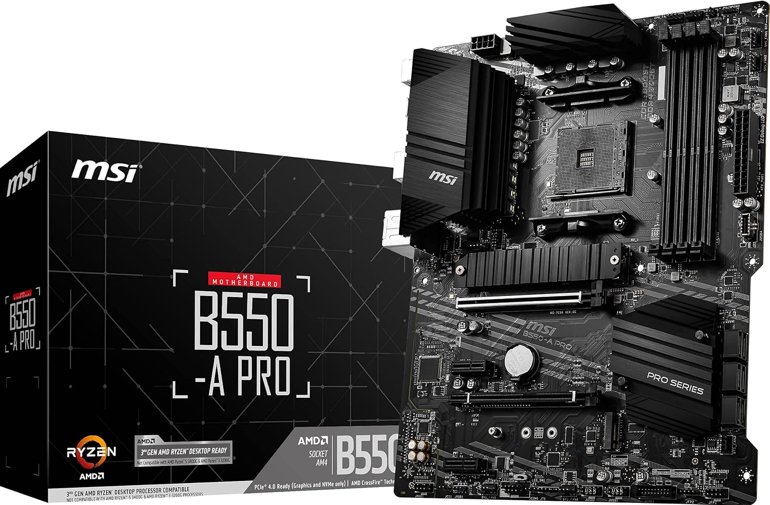 B550-A Pro AM4 DDR4 Bellek 4400(OC) HDMI DP M.2 USB3.2 ATX